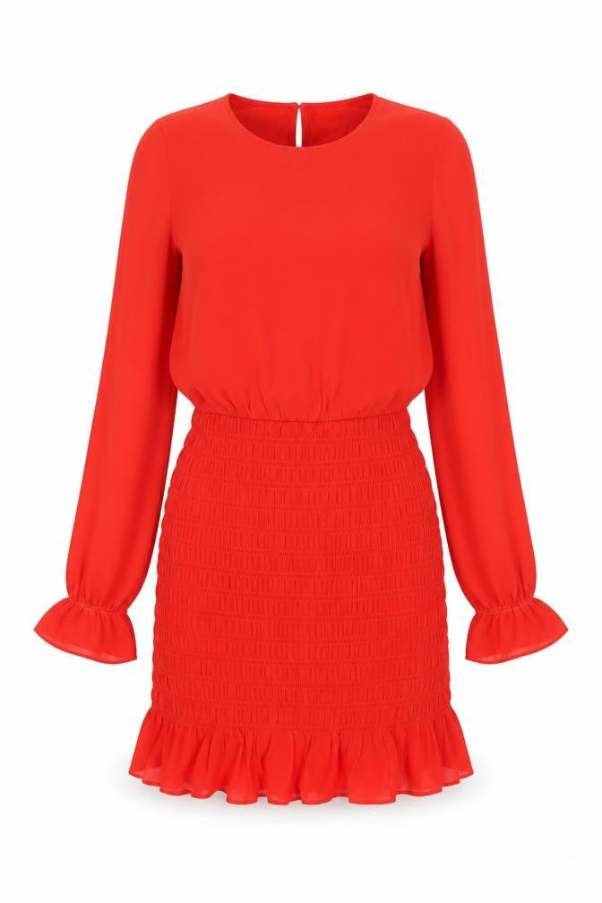 H&M Womens Red Polyester Mini Size 8 Round Neck Button