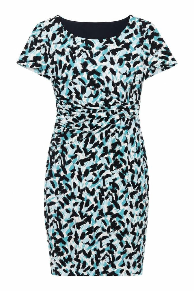 Precis Womens Blue Geometric Polyester Bodycon Size 10 Scoop Neck Pullover