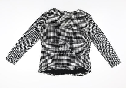 Back view of Principles women’s black geometric polyester basic t-shirt, size UK 16, v-neck