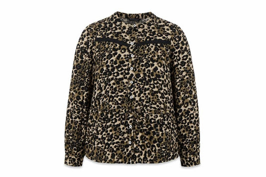 Marks and Spencer Womens Brown Animal Print Viscose Basic Blouse Size 12 Crew Neck