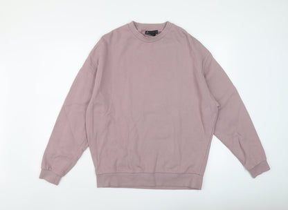 Additional front view of ASOS women’s pink cotton pullover sweatshirt, size S, pullover