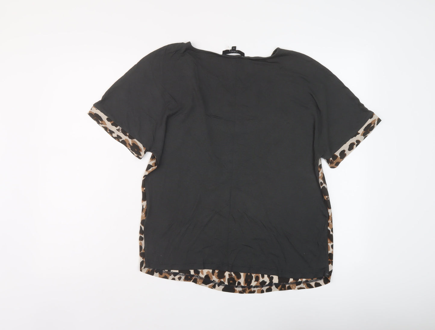 NEXT Womens Brown Animal Print Polyester Basic T-Shirt Size 12 Round Neck