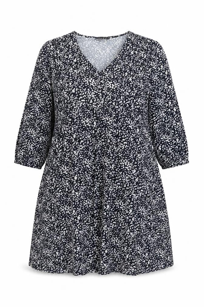 Marks & Spencer Womens Blue Geometric Viscose A-Line Size 18 V-Neck Pullover