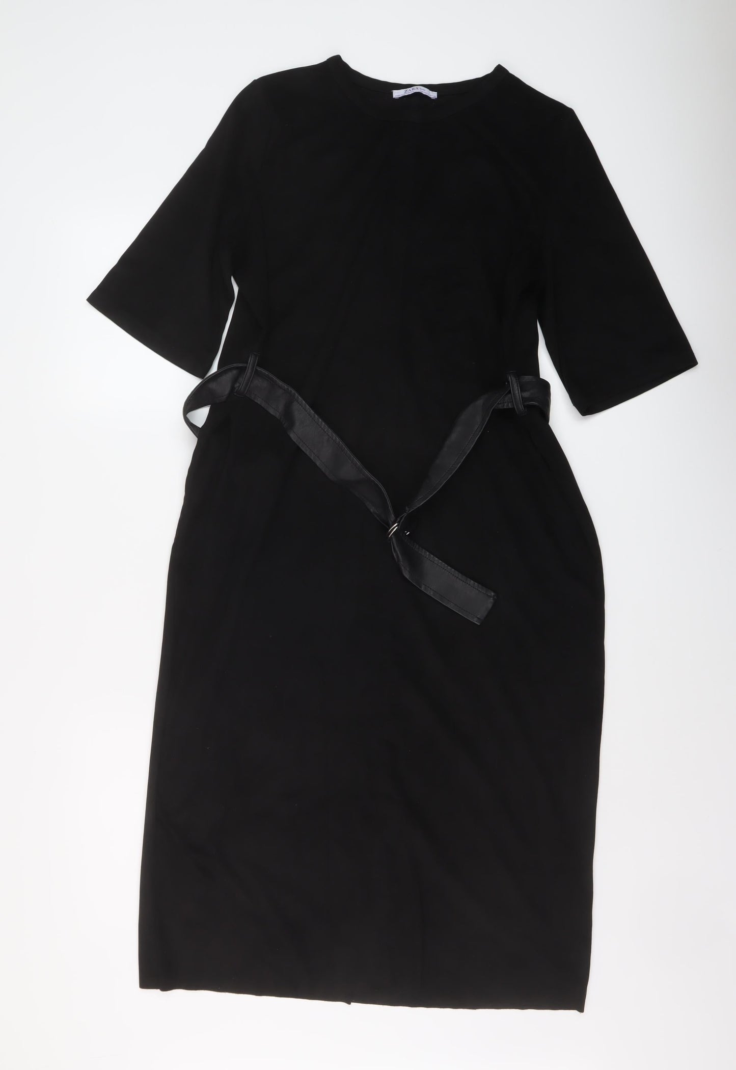 Zara Womens Black Polyester A-Line Size M Round Neck Pullover