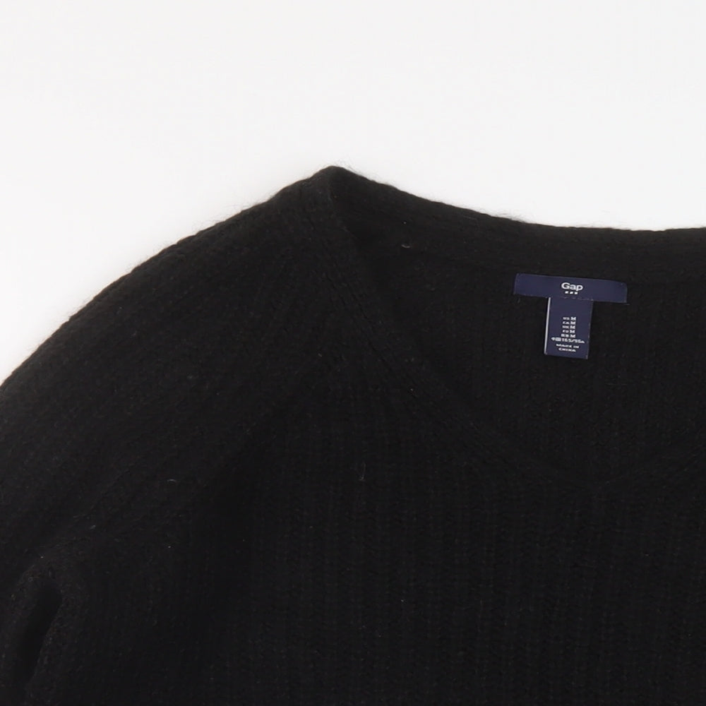 Gap Womens Black V-Neck Acrylic Pullover Jumper Size M