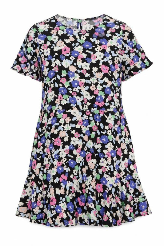 Marks and Spencer Womens Multicoloured Floral Viscose A-Line Size 14 Round Neck Button