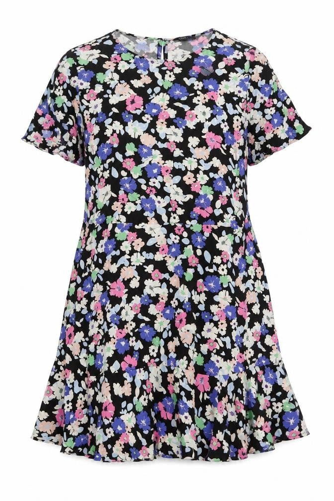 Marks & Spencer Womens Multicoloured Floral Viscose A-Line Size 14 Round Neck Button