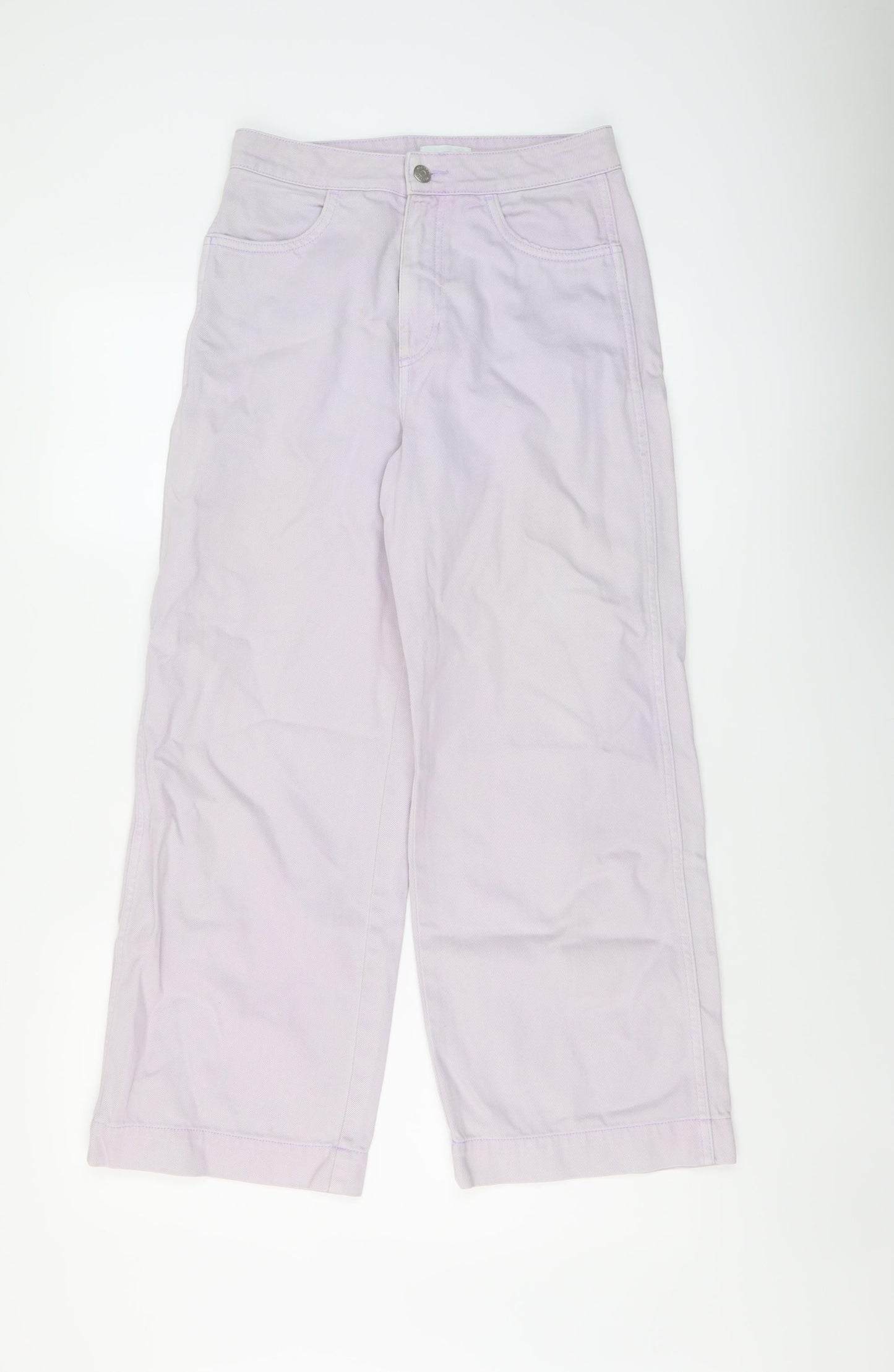Weekday Womens Purple Cotton Wide-Leg Jeans Size 8 L25 in Regular Button