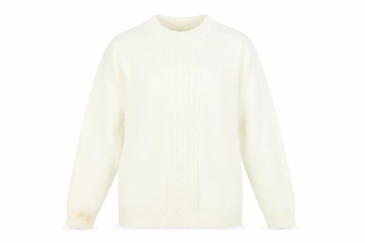 EWM Womens Ivory Mock Neck Acrylic Pullover Jumper Size S