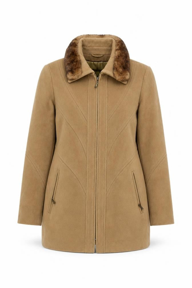 Style Womens Beige Overcoat Coat Size 10 Zip