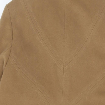Brand and care label for Style women’s beige overcoat coat, size UK 10, zip