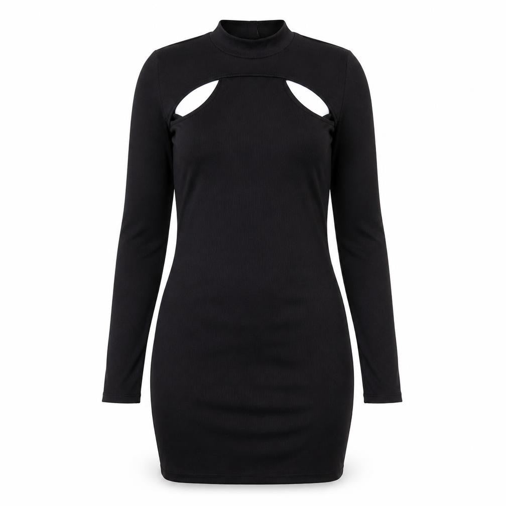 H&M Womens Black Polyester Bodycon Size M Round Neck Pullover
