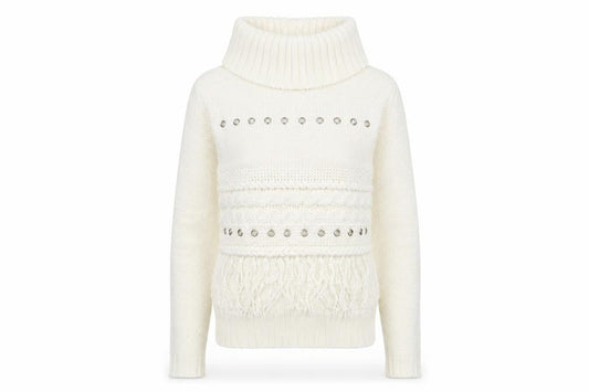Urban Bliss Womens White Roll Neck Acrylic Pullover Jumper Size 8 - Tassled
