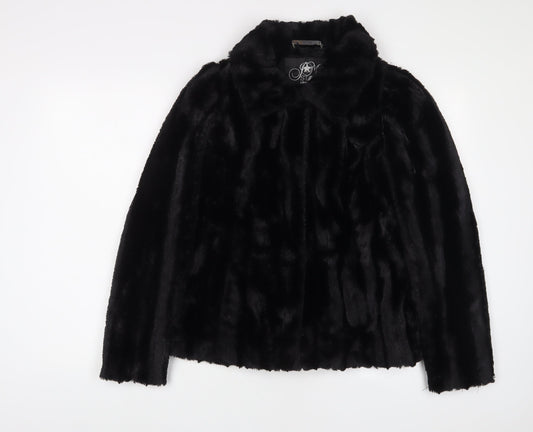 Debenhams Womens Black Jacket Size 10 Hook & Eye