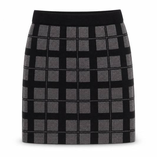 Kenar Womens Grey Plaid Acrylic A-Line Skirt Size M