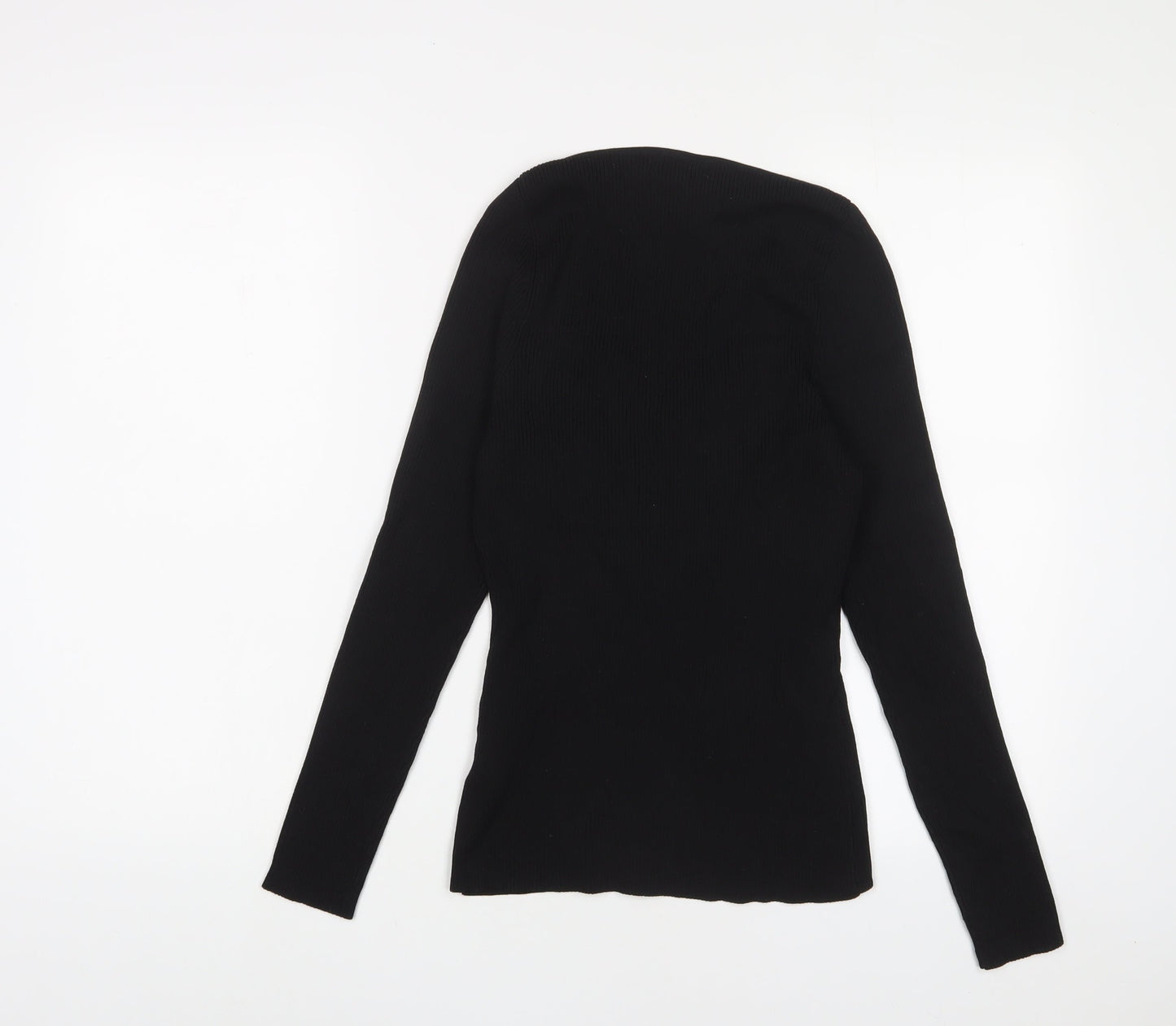 H&M Womens Black Square Neck Polyester Pullover Jumper Size M - Stretch
