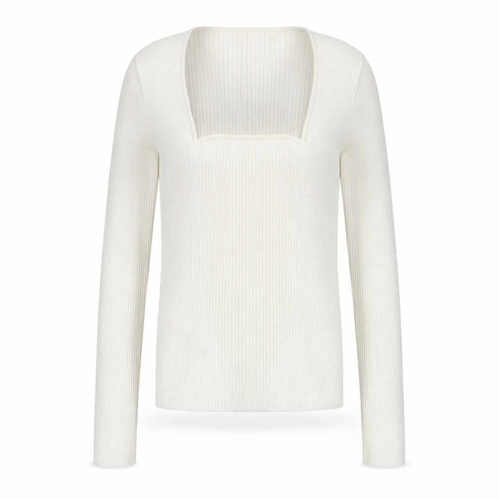 Mango Womens Ivory Square Neck Viscose Pullover Jumper Size L - Stretch'