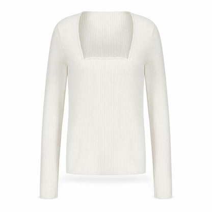 Mango Womens Ivory Square Neck Viscose Pullover Jumper Size L - Stretch'