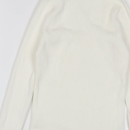 Mango Womens Ivory Square Neck Viscose Pullover Jumper Size L - Stretch'