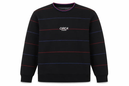 Topman Mens Black Striped Cotton Pullover Sweatshirt Size XL - Embroidered