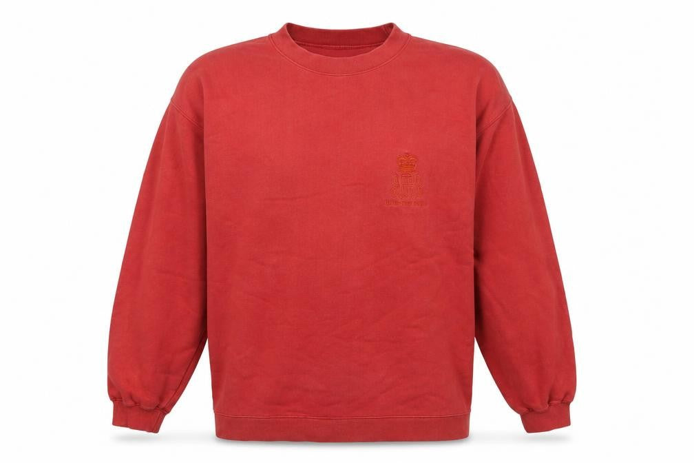 Henley Mens Red Cotton Pullover Sweatshirt Size M - Logo, Embroidered