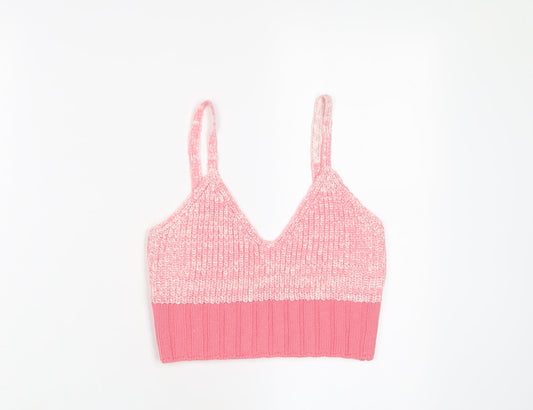 ASOS Womens Pink Geometric Acrylic Cropped Tank Size 10 V-Neck