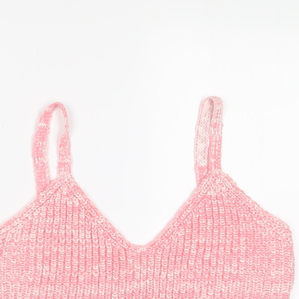 ASOS Womens Pink Geometric Acrylic Cropped Tank Size 10 V-Neck