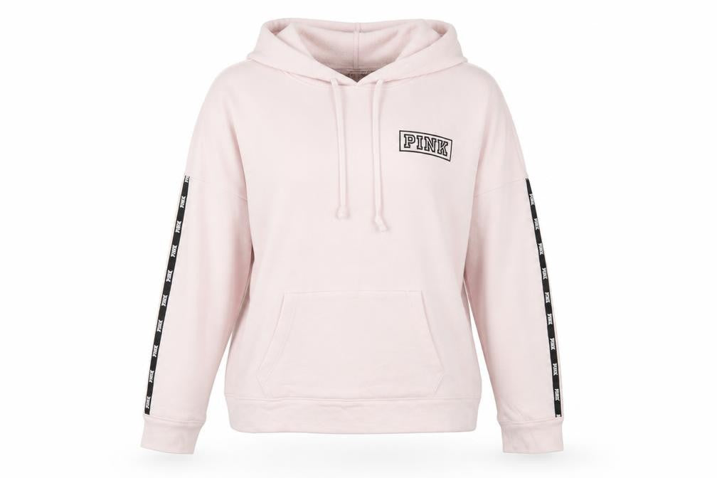 PINK Womens Pink Polyester Pullover Hoodie Size L Pullover