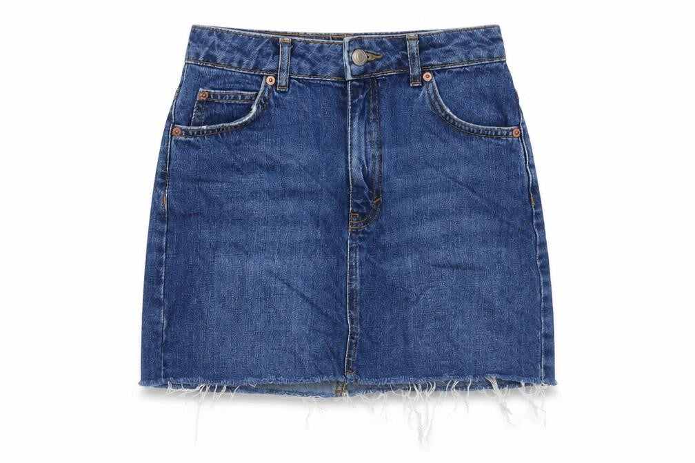 Topshop Womens Blue Cotton A-Line Skirt Size 6 Zip