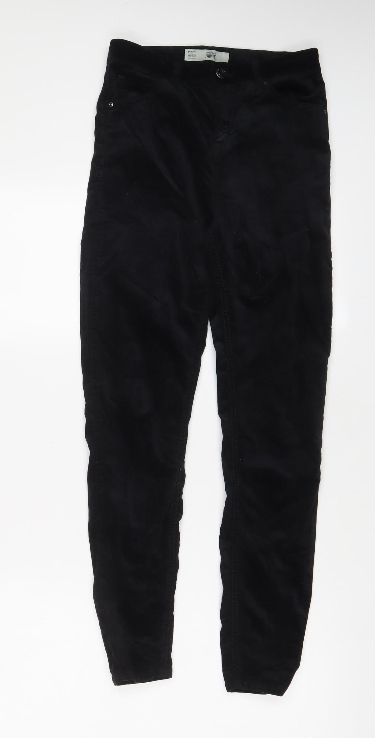 Topshop Womens Black Cotton Trousers Size 26 in L32 in Regular Zip