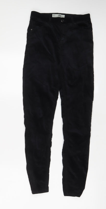 Topshop Womens Black Cotton Trousers Size 26 in L32 in Regular Zip