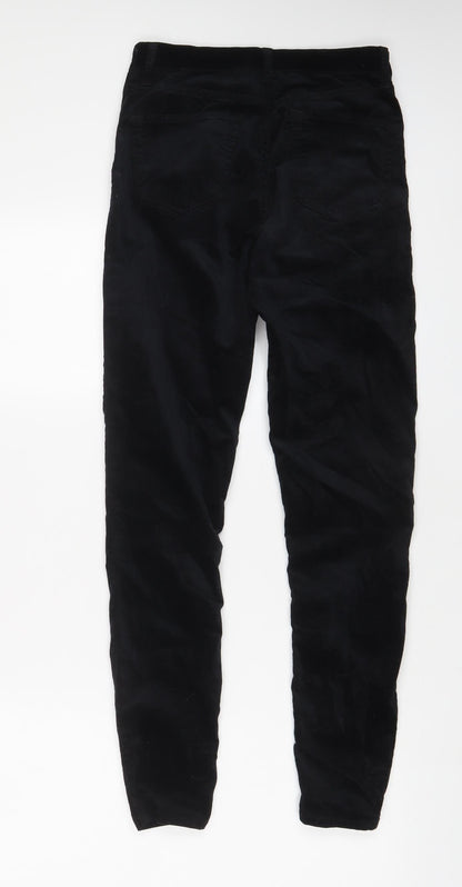 Topshop Womens Black Cotton Trousers Size 26 in L32 in Regular Zip