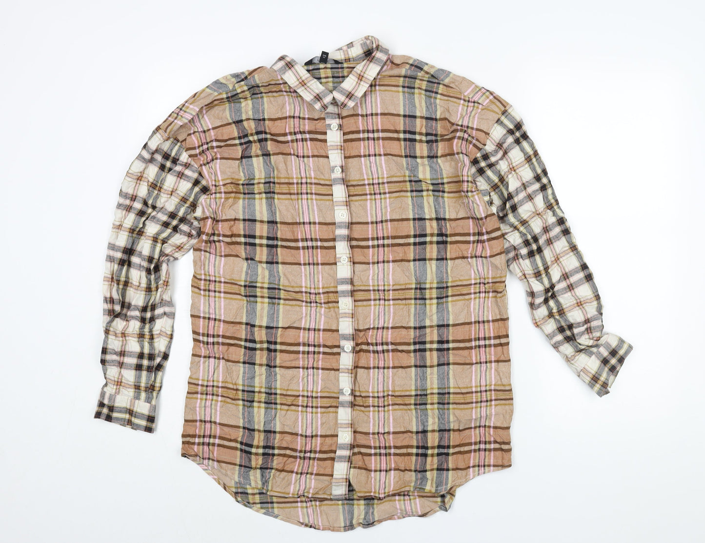 NEXT Womens Multicoloured Check Viscose Basic Button-Up Size 14 Collared