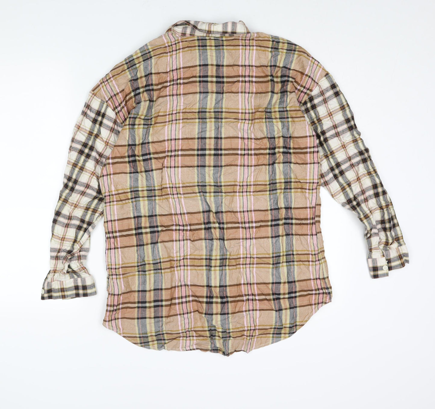 NEXT Womens Multicoloured Check Viscose Basic Button-Up Size 14 Collared
