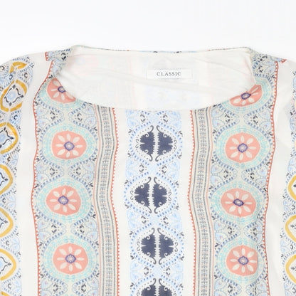 Classics Womens Multicoloured Geometric Polyester Basic Blouse Size 14 Round Neck