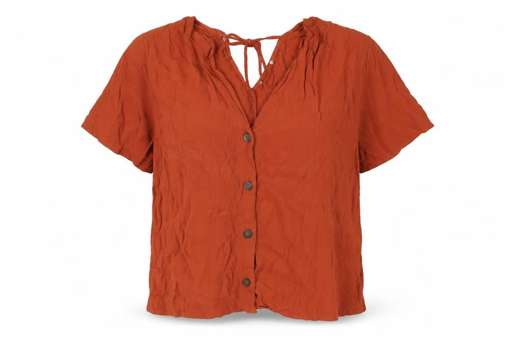 Warehouse Womens Orange Viscose Basic Blouse Size 18 V-Neck - Tie Detail