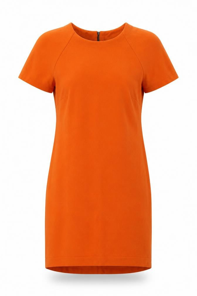 Topshop Womens Orange Polyester Sheath Size 12 Round Neck Zip