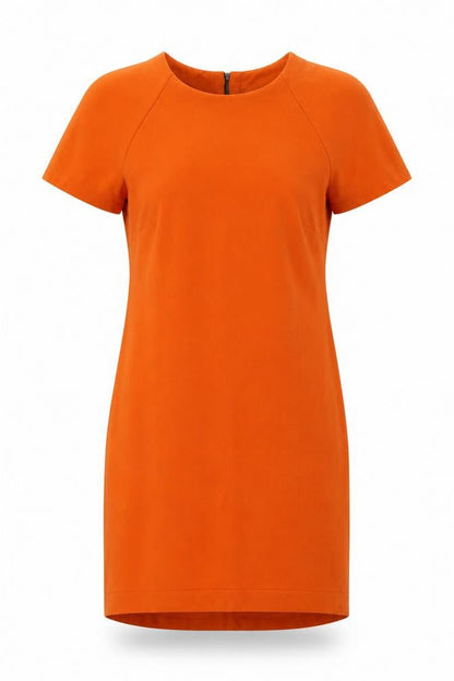 Topshop Womens Orange Polyester Sheath Size 12 Round Neck Zip