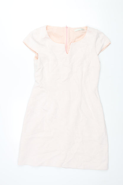 Additional front view of Oui women’s pink polyamide shift, size UK 14, v-neck zip