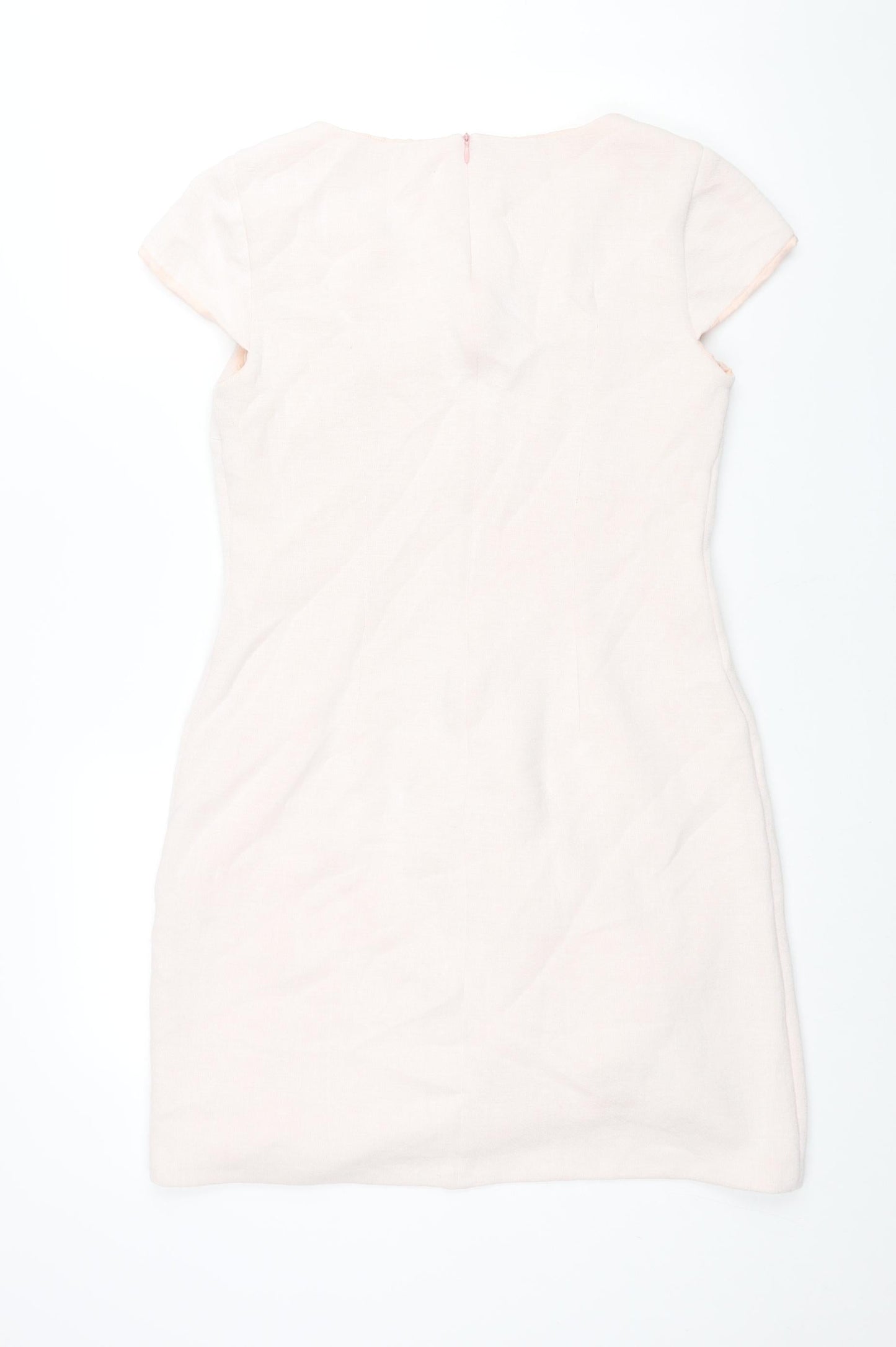 Oui Womens Pink Polyamide Shift Size 14 V-Neck Zip