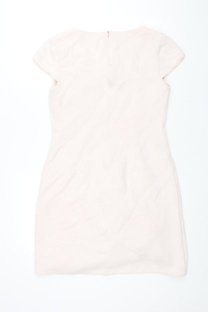 Back view of Oui women’s pink polyamide shift, size UK 14, v-neck zip