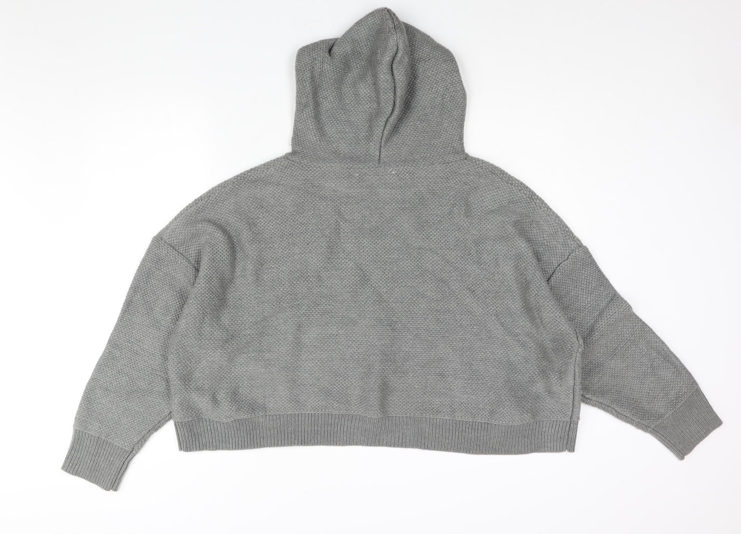 COLLUSION Womens Grey Round Neck Acrylic Pullover Jumper Size 18 - Logo Hooded Cropped