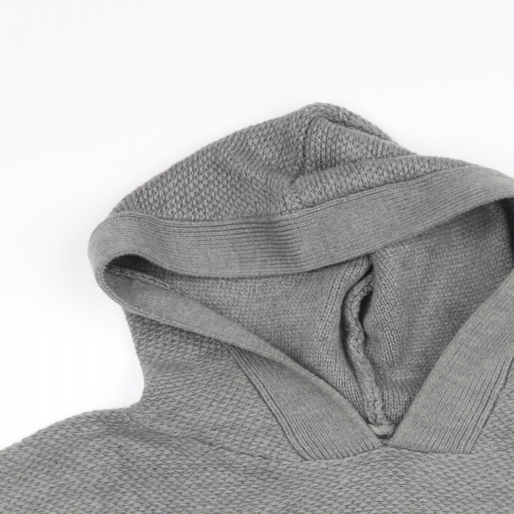 COLLUSION Womens Grey Round Neck Acrylic Pullover Jumper Size 18 - Logo Hooded Cropped