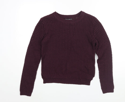 Select Womens Purple Mock Neck Acrylic Pullover Jumper Size 8