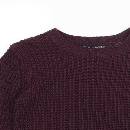 Select Womens Purple Mock Neck Acrylic Pullover Jumper Size 8