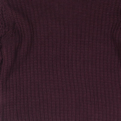 Select Womens Purple Mock Neck Acrylic Pullover Jumper Size 8
