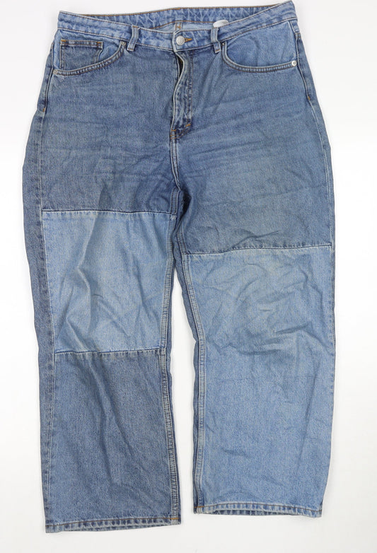 Monki Womens Blue Cotton Mom Jeans Size 32 in L25 in Regular Zip