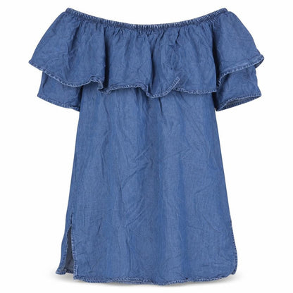 Tu Womens Blue Lyocell A-Line Size 12 Off the Shoulder Pullover - Strapless