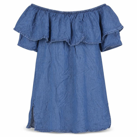 TU Womens Blue Lyocell A-Line Size 12 Off the Shoulder Pullover - Strapless