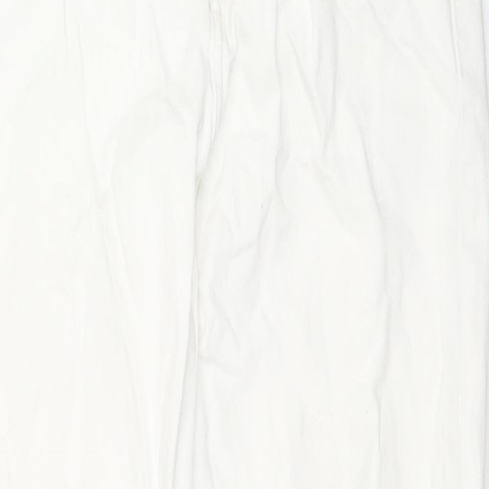 H&M Womens White Cotton Straight Jeans Size 8 L31 in Regular Zip